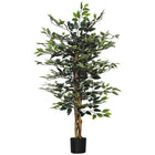 HOMCOM 4.3' Artificial Ficus Tree for Indoor Decoration - Green-Beautiful artificial Ficus design plant 