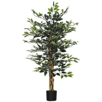 HOMCOM 4.3' Artificial Ficus Tree for Indoor Decoration - Green-Beautiful artificial Ficus design plant 