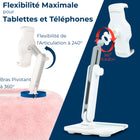 ShoppingAll - Support Coussin 2-en-1 pour Tablette 4.7”-13” Téléphone/Tablette/Liseuse - Rose-Ajustement d’angle flexible - Dispose d’un clip rotatif à 360° et d’un bras double pliable à 180°, vous permettant d’ajuster librement votre appareil pour un angle de vue parfait. Gardez votre cou détendu et adoptez une posture confortable tout en profitant d’un confort mains libres.