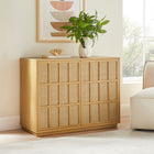 Modway Aiko Japandi Accent Cabinet - 39" - Light Oak-Woven Geometric Doors