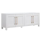 Hudson&Canal Chabot TV Stand for TV's up to 75" - White-Features four doors with enclosed cabinets and 4 shelves for ample storage