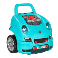 Qaba Kids Mechanic Truck Engine Playset Toy - Teal-61 pieces of accessories like 28 x screw, 4 x spin screw, 1 x RC car key with simulated lock, unlock and horn sound, DIY sticker set, etc. 