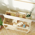 PawHut - Cage en Bois pour Hamster - 28 po L - Bois Naturel-Plaques supérieure et inférieure ouvrables avec trou pour simplifier le nettoyage