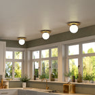 Hudson&Canal Amma 12" Wide Flush Mount with Glass Shade - Brushed Brass/White-Mounting hardware included