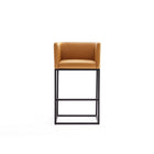 Manhattan Comfort - Embassy tabouret de comptoir 20,5" style milieu du siècle moderne en similicuir rembourré - argile-Conception simpliste de chaise à dossier serré