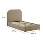 Modway Keynote Performance Velvet Curved Twin Platform Bed - Taupe-Stain-Resistant Performance Velvet
