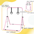 Qaba Kids Foldable Horizontal Gymnastics Bar - Pink-Adjustable five height levels to accommodate growing children 