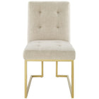 Modway Privy Gold Stainless Steel Upholstered Fabric Dining Accent Chair - Gold/Beige-Comes Fully Assembled