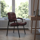 Flash Furniture Leather Executive Side Reception Chair with Black Metal Frame - Burgundy-CA117 Fire Retardant Foam