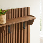 Modway Soma Fluted 3-in-1 Hall Tree with Storage Bench & Coat Rack - Walnut-Soft-Close Hinges and Wall-Mount Brackets