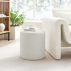 Modway Callum 16" Round Woven Heathered Fabric Upholstered Ottoman - Heathered Weave/Ivory-Non-Marking Foot Glides