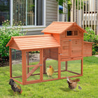 PawHut 82" Deluxe Wooden Hen House with Run and Nesting Box-Heavy duty galvanized wire RUN helps keep chickens in AND predators out