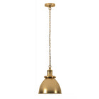 Hudson&Canal Elodie 12" Wide Pendant with Metal Shade - Brass/Brass-Modern industrial design for your entryway, foyer, or kitchen