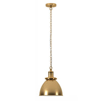 Hudson&Canal - Suspension Elodie de 30 cm de large avec abat-jour en métal, - Laiton/laiton-Design industriel moderne pour votre entrée, votre foyer ou votre cuisine