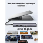 UGREEN - Hub USB-C Revodok 10 en 1 pour deux écrans-Dimensions globales : 5.49 po H x 0.63 po L x1.75 po P