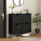 HOMCOM Shoe Cabinet with 4 Flip Drawers - Black-Four flip drawers are easy to open and close