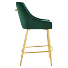 Modway Discern Performance Velvet Counter Stool - Green-Brushed Gold Stainless Steel Legs