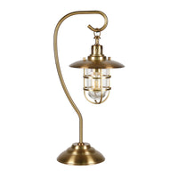 Hudson&Canal - Lampe de table nautique Bay de 56 cm de haut avec abat-jour en verre et métal - Laiton antique/transparent-Conception de chalet pour votre salon, votre espace de travail ou votre table de chevet