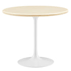Modway Lippa 36" Round Faux Travertine Dining Table - White Travertine-Artificial Travertine