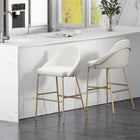 Manhattan Comfort - Gracie tabouret de bar moderne de 22 po en similicuir blanc et or, lot de 2-Le cadre et les pieds sont dotés d’un choix d’acier noir entièrement soudé ou d’acier inoxydable doré