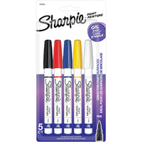 Sharpie Oil-Based Paint Markers - Fine Tip - Assorted Colours - Set of 5-Colourful ink is perfect for rock painting, creating scrapbooks, posters and window art