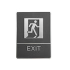 Futech Exit with Braille Washroom Sign - Grey - 2 Pack-6"W x 8"H x 1-1/4"D