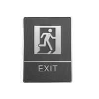 Futech Exit with Braille Washroom Sign - Grey - 2 Pack-6"W x 8"H x 1-1/4"D