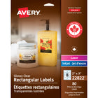 Avery Clear Glossy Laser/Inkjet Print-to-the-Edge Rectangular Labels, 2" x 3", 80 Pack (22822)-Permanent, Rectangular label