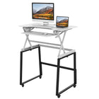 Rocelco 40" Deluxe Adjustable Height Desk Riser and Floor Stand Bundle - White/Black-9
