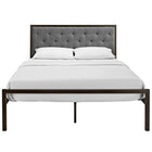 Modway Mia Fabric Queen Bed - Brown Grey-Weight Capacity: 441 lb