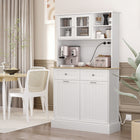 HOMCOM 68" H Kitchen Pantry Cabinet with Charging Station - White-Fits in small spaces around the home 