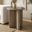 Hudson&Canal Anders 20"W Round Side Table - Antiqued Grey Oak-Finished in wood-look antiqued grey oak