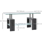 HOMCOM - Table basse rectangulaire en verre avec plateau en verre - gris-La surface en verre trempé est facile à nettoyer. Cependant, elle n'est pas facile à fissurer