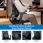 Mount-It! - Support dorsal incurvé en mousse à mémoire de forme Ergo Collection - Noir-La housse résistante est fabriquée à partir d'un tissu en maille respirante et peut être facilement retirée à l'aide d'une fermeture éclair pour être lavée