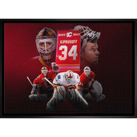 Miikka Kiprusoff Flames from Behind - Framed Canvas - 31" x 22"-Premium canvas print with gallery-wrapped edges