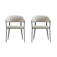 Manhattan Comfort - Lot de 2 chaises de salle à manger modernes Belle 22,4 po en similicuir texturé - couleur avoine-Chaise de salle à manger moderne pour salle à manger et usage de travail lot de 2