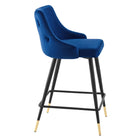 Modway Adorn Performance Velvet Counter Stool - Navy - Set of 2-Dense Foam Padding