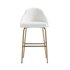 Manhattan Comfort - Gracie tabouret de bar moderne de 22" en similicuir blanc et or-Tabouret de bar moderne avec dossier parfait pour une utilisation au bar et dans la cuisine