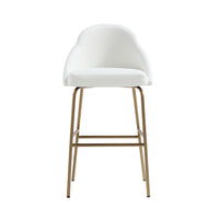 Manhattan Comfort - Gracie tabouret de bar moderne de 22" en similicuir blanc et or-Tabouret de bar moderne avec dossier parfait pour une utilisation au bar et dans la cuisine