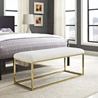 Modway Anticipate Fabric Bench - Gold/Ivory-Gold Stainless Steel Base