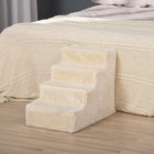 PawHut 4-Step Pet Stairs - Beige-Removable cover for easy washing by hand or machine 