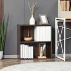 HOMCOM - Petite étagère en bois à 2 niveaux pour rangement - noyer-Étagère de rangement à 2 niveaux pouvant être utilisée comme bibliothèque ou armoire 