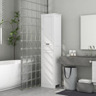 HOMCOM Tall Bathroom Storage Cabinet with Doors, Drawer and Adjustable Shelf - White-Anti-tipping design enhances safety for family use