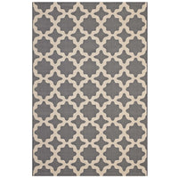 Modway Cerelia Moroccan Trellis Indoor/Outdoor Area Rug - 9 ft W x 12 ft L - Grey/Beige-Moroccan Trellis Area Rug