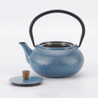 Minimal Enamelled Cast Iron Teapot - Line Blue - 0.6 L-Distributes heat evenly, maintains temperature longer