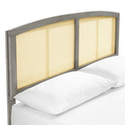 Modway Sierra Cane and Wood Queen Platform Bed with Angular Legs - Grey-Rubberwood Legs