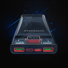 HyperGear 10000mAh USB-C and Dual Port USB-A Portable Power Bank - Clear-Max Shared Output: 22.5W