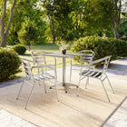 Flash Furniture 27.5" Square Aluminum Indoor-Outdoor Table Set with 4 Slat Back Chairs-Lightweight Design