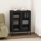Manhattan Comfort Amelia 31.5" Modern Accent Cabinet - Black-2 Metal Mesh Standard Doors with Long Rounded Metal Handles