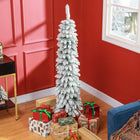 HOMCOM 5' Artificial Christmas Tree with Realistic Branches - Green-Pencil shape don't take up much floor or table space, suitable for small rooms or a second Christmas tree in an entryway 